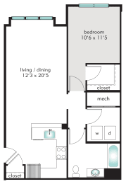 1F Floor Plan at The Tannery, Glastonbury, CT, 06033