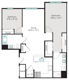 2A Floor Plan at The Tannery, Glastonbury, 06033