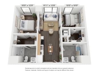 2 bedroom floor plan
