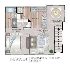 The Ascot Floor Plan at Harbor Village at the Commons, Wakefield, Rhode Island