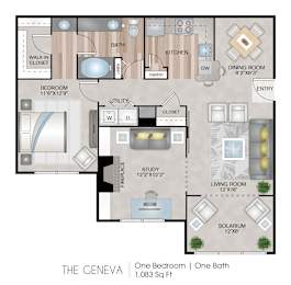 The Geneva Floor Plan at Harbor Village at the Commons, Wakefield, RI, 02879