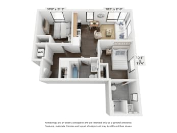 2 bedroom floor plan