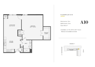  Floor Plan 1 Bedroom Unit - A10