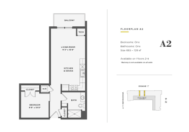  Floor Plan 1 Bedroom Unit - A2