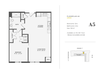  Floor Plan 1 Bedroom Unit - A5