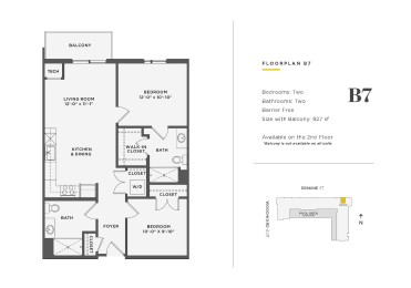  Floor Plan 2 Bedroom Unit - B7- Accessible
