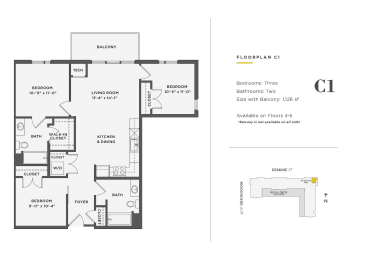  Floor Plan 3 Bedroom Unit - C1