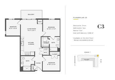  Floor Plan 3 Bedroom Unit - C3