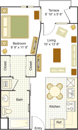 1 Bed A 2D Floor Plan