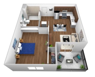 1 Bed 1 Bath B at The Fairfax Flats Apartments, Los Angeles, CA