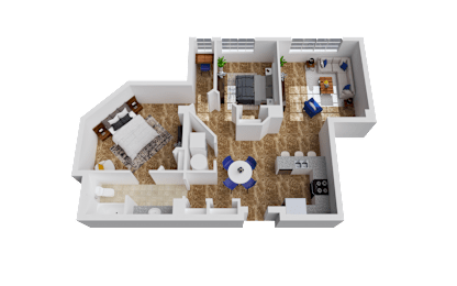 a 3d floor plan of a house