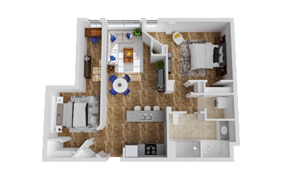 a floor plan of a 1 bedroom apartment