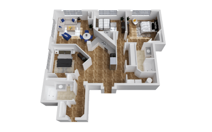a 3d floor plan of a house
