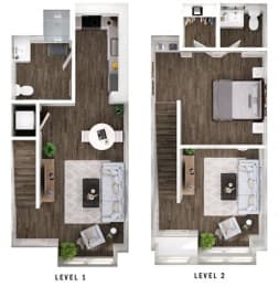 a floor plan of a bedroom with a bed and a closet