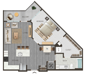 a floor plan of a bedroom apartment with a bathroom and a living room