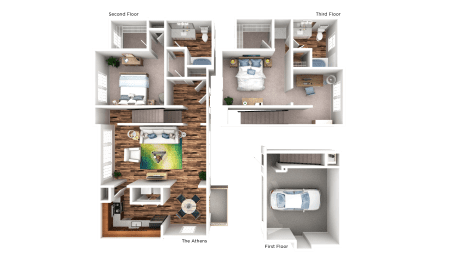 Athens Floor Plan at The Pointe at Suwanee Station, Suwanee