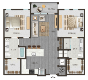 3d floor plan of a bedroom apartment