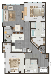 a floor plan of a house with bedrooms and a living room