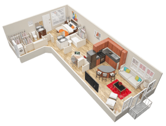 1 bed 2 bath floorplan  at Mariposa Lofts, Atlanta, 30307
