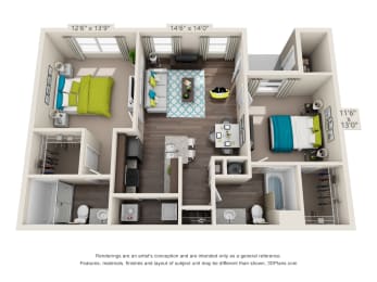 a 1 bedroom floor plan  1190 sq ft at Echo at Lake Norman, North Carolina, 28117