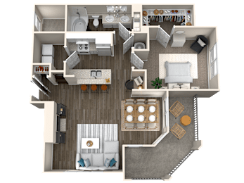 A 3D floor plan of a house showing all the rooms and their layout.