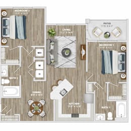 A floor plan of a house with labeled rooms and dimensions.