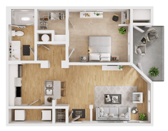 a floor plan of a 1 bedroom apartment