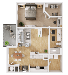 a floor plan of a 1 bedroom apartment