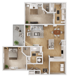 a floor plan of a 3 bedroom apartment