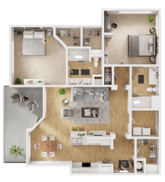 a floor plan of a 3 bedroom apartment