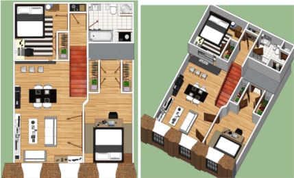 PM2cF-T  Floor plan at Ponemah Mills in Taftville, CT, 06380