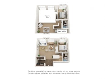 3 bed 2 bath CT2c Floor Plan at Clocktower and Velvet Mill Apartments, Manchester