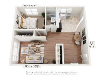 1 bed 1 bath A at Greenfield Village Apartments, Rocky Hill