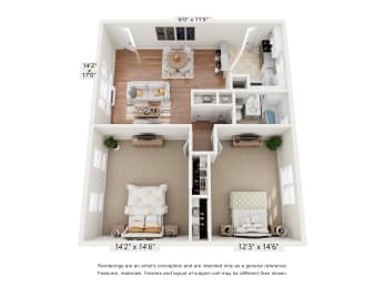 2 bed 1 bath at Greenfield Village Apartments, Rocky Hill, CT