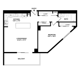 Floor Plan  A2 - 1 Bedroom