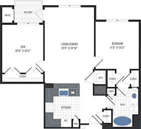 A floor plan of a home with a living room, dining room, kitchen, and bedrooms.
