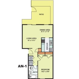 Floor Plan  Deluxe One Bedroom (AN1)