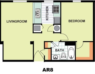 Floor Plan  Deluxe One Bedroom (AR8)
