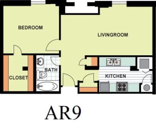 Floor Plan  Deluxe One Bedroom (AR9)