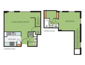 Floor Plan  One Bedroom Townhome (TR12)