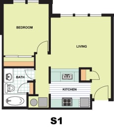 Floor Plan  Standard One Bedroom (S1)
