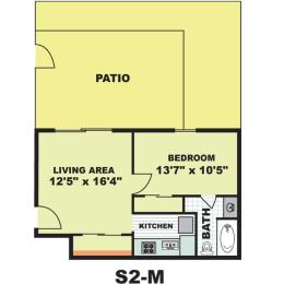 Floor Plan  Standard One Bedroom (S2M)