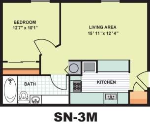 Floor Plan  Standard One Bedroom (SN3M)