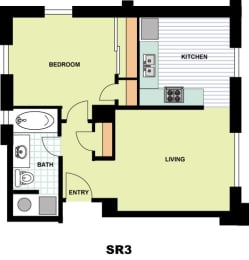 Floor Plan  Standard One Bedroom (SR3)