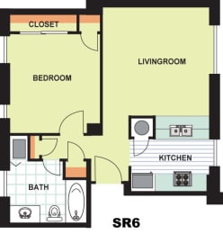 Floor Plan  Standard One Bedroom (SR6)