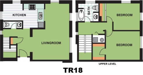Floor Plan  Two Bedroom Townhome (TR18)