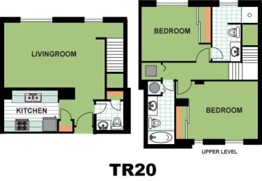 Floor Plan  Two Bedroom Townhome (TR20)