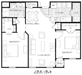 Floor Plan  2 Bedrooms | 1 Baths
