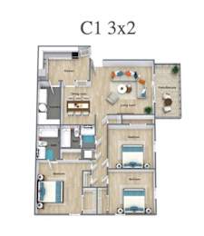 Floor Plan  3 Bedrooms | 2 Bedrooms