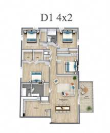 Floor Plan  4 Bedrooms | 2 Baths